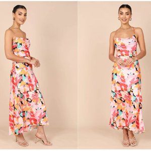 Petal & Pup Posse Midi Slip Dress - Pink Floral, XS